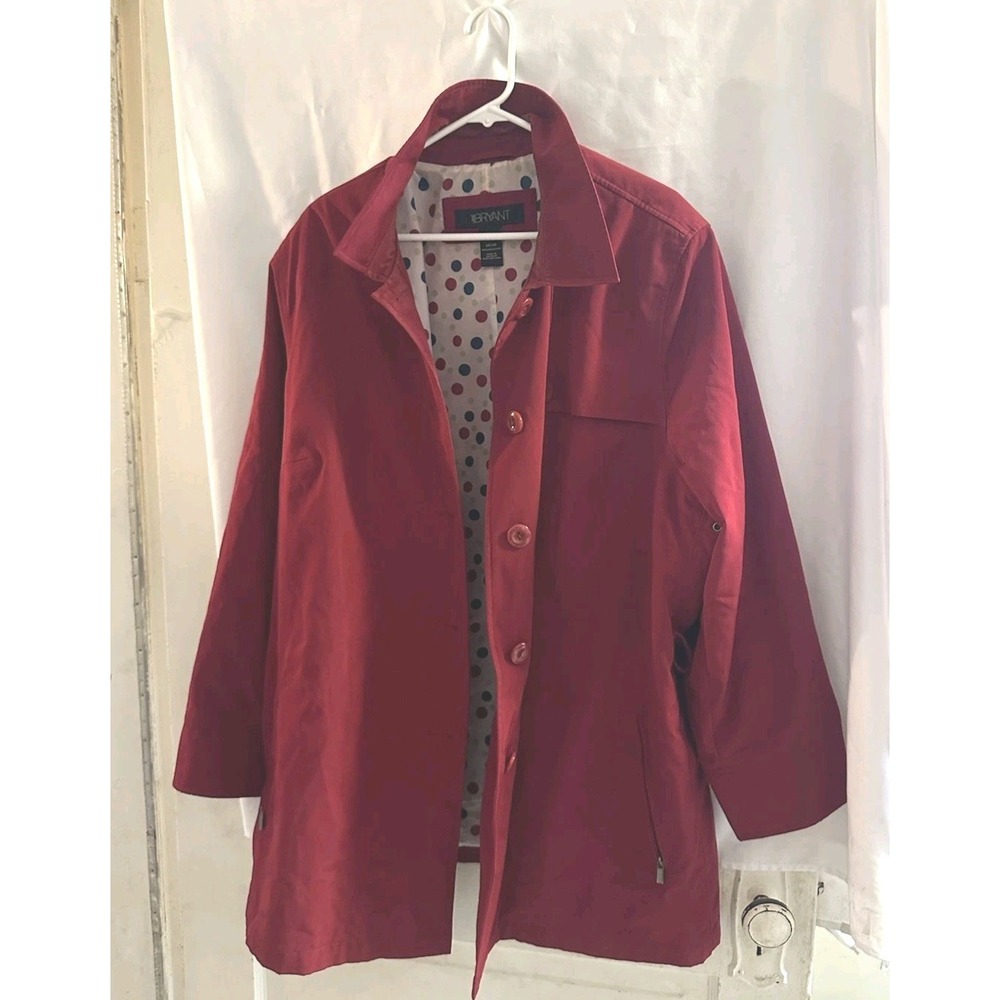 Lane Bryant Red Button-Up Jacket Coat Plus Size 26/28 Polka Dot Lining